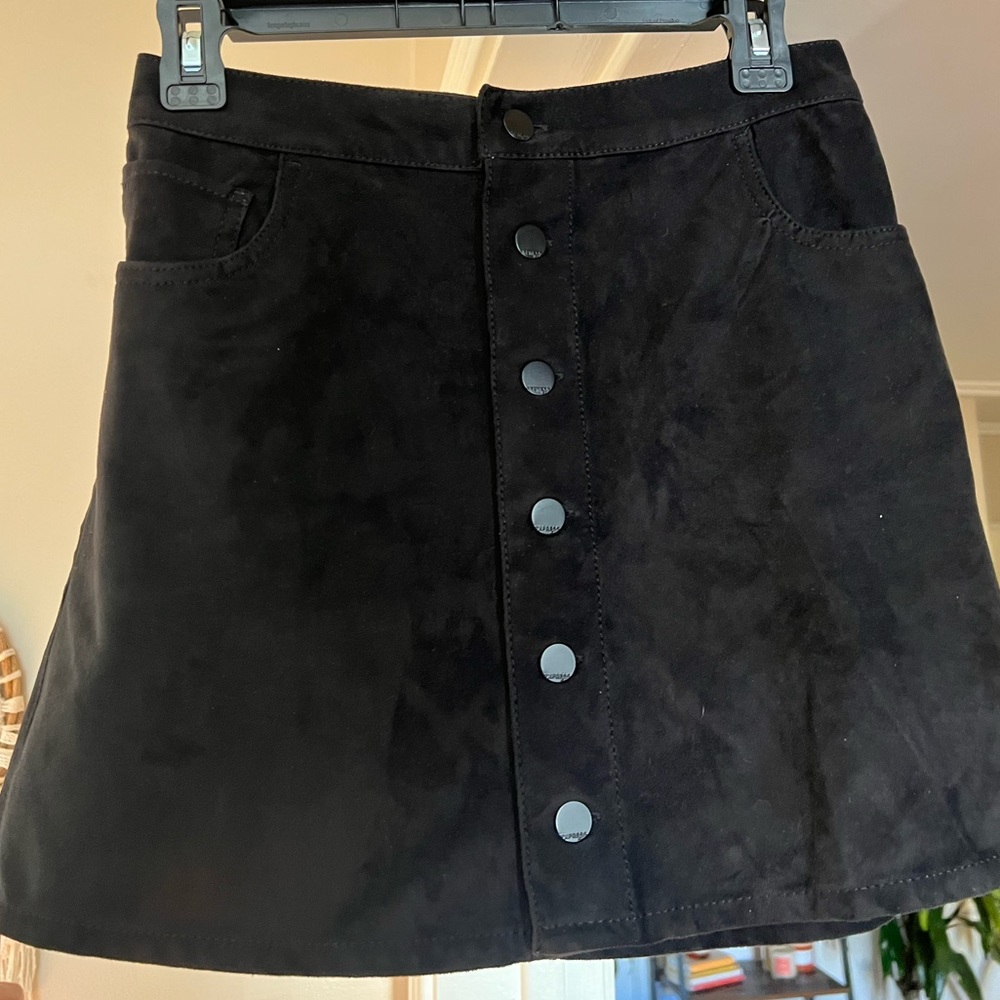 Black faux suede mini skirt